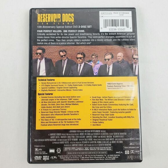 Reservoir Dogs 1992 Film, DVD, 2-Disc Collectors Edition SE 10 Years - Picture 5 of 5